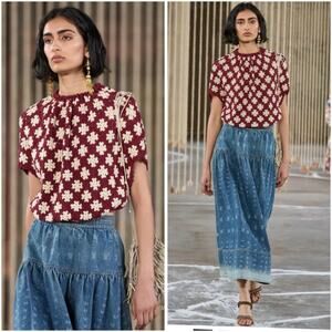 Ulla Johnson Bess Crochet Knit Top | P/S XS/S | Handmade Pima Cotton